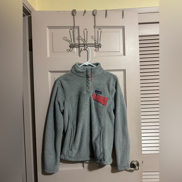 Patagonia Retool Snap T Pullover Gray Pink Fleece Sweater Size Medium - Picture 1 of 9